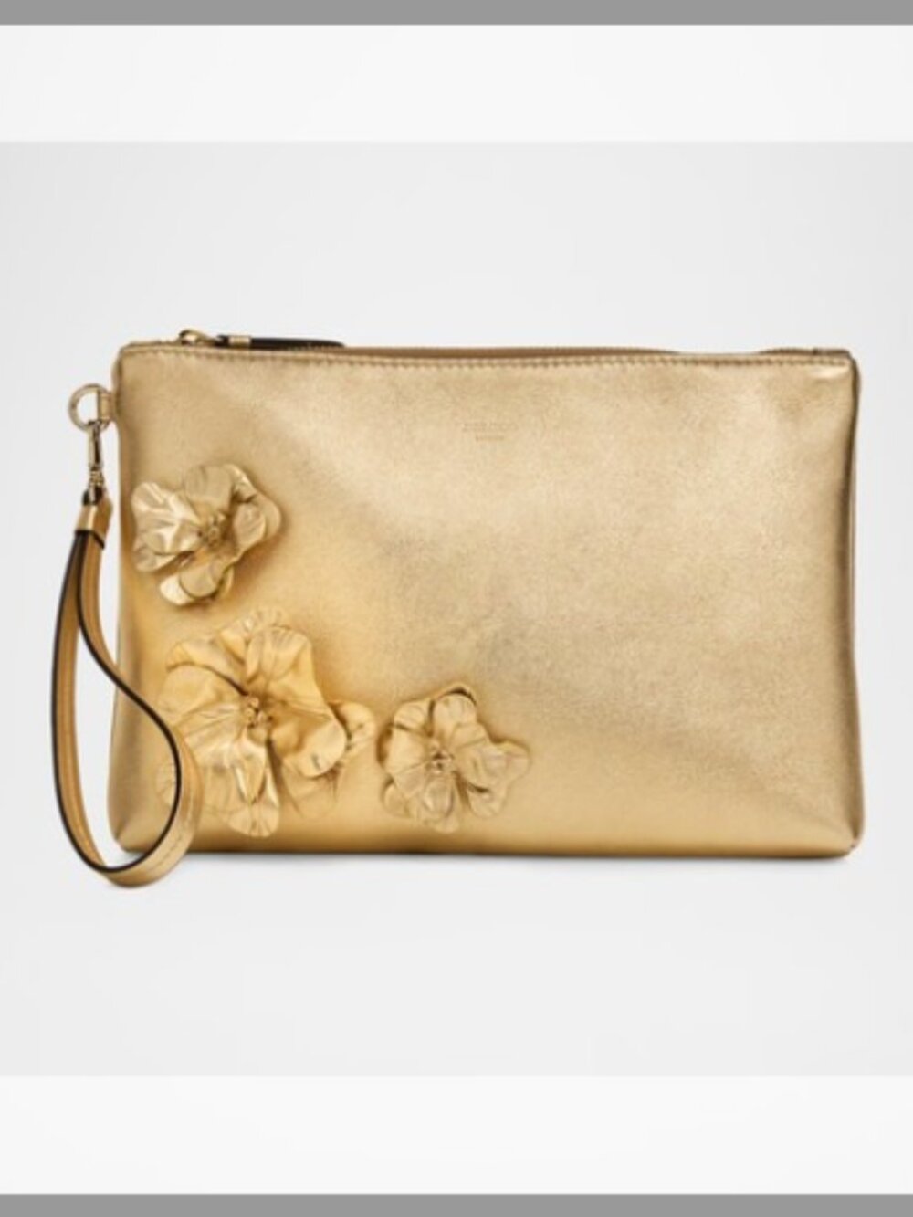 Jimmy Choo NWT Metallic Leather Pouch Bag (ORIG. $695) METALLIC GOLD LEATHER